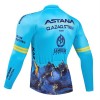 Wielershirt 2024 Astana Qazaqstan Lange Mouw Blauw